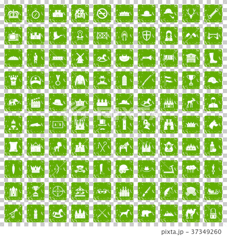 100 horsemanship icons set grunge green 37349260