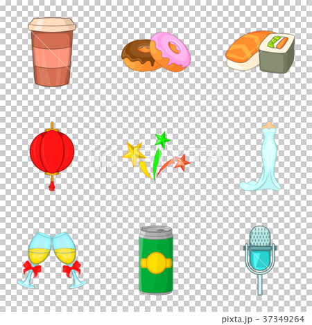 Food party icon set, cartoon style 37349264