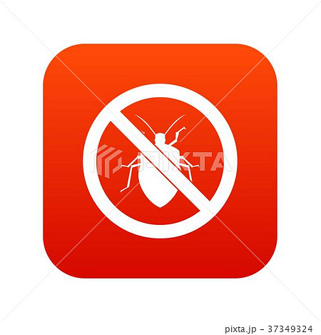 No bug sign icon digital red 37349324