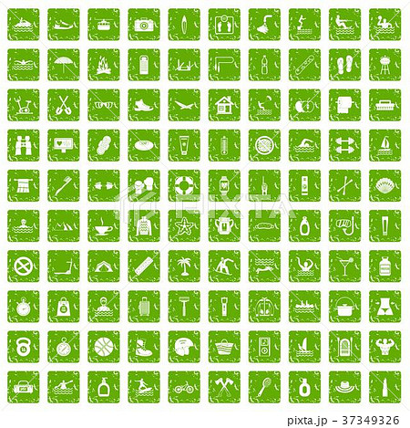 100 human health icons set grunge green 37349326