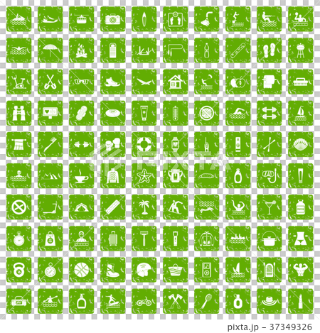 100 human health icons set grunge green 37349326
