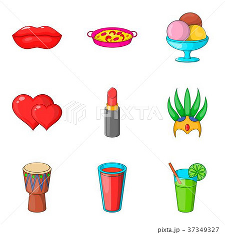 Cocktail party icon set, cartoon style Cocktail party icon set, cartoon style 37349327