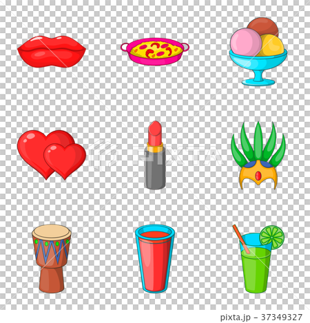 Cocktail party icon set, cartoon style Cocktail party icon set, cartoon style 37349327