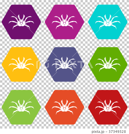 Crab icon set color hexahedron Crab icon set color hexahedron 37349328