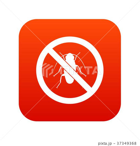 No cockroach sign icon digital red 37349368