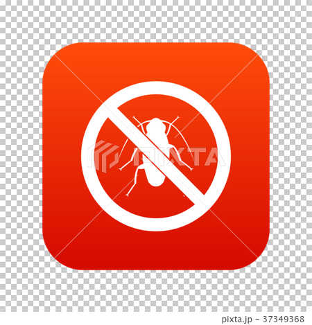 No cockroach sign icon digital red 37349368