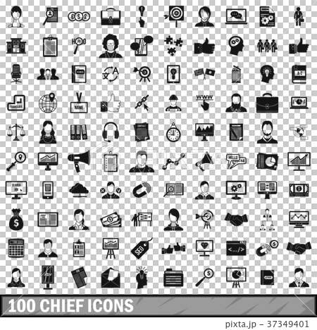 100 chief icons set, simple style 37349401
