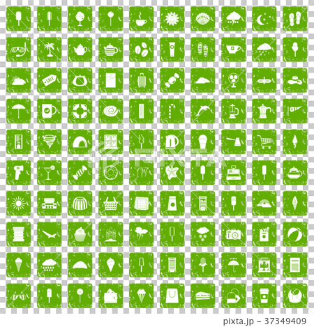 100 ice cream icons set grunge green 37349409