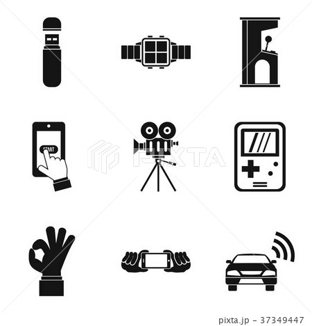 Music player icons set, simple style Music player icons set, simple style 37349447