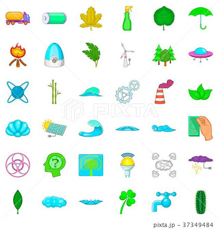 Nature icons set, cartoon style 37349484