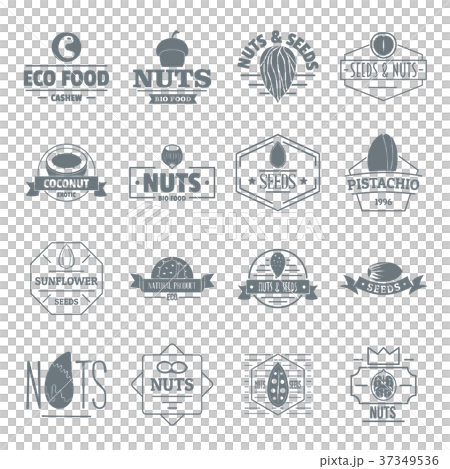 Nuts seeds logo icons set, simple style 37349536