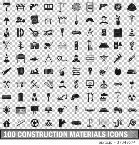 100 construction materials icons set, simple style 37349574
