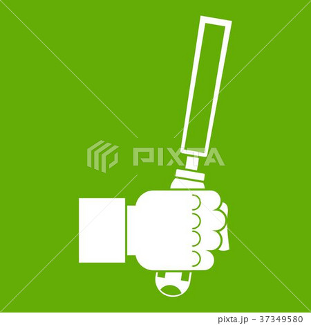 Chisel tool in man hend icon green Chisel tool in man hend icon green 37349580