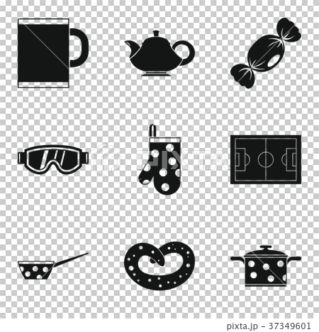 Tea time icon set, simple style Tea time icon set, simple style 37349601