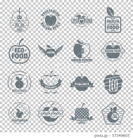 Apple logo icons set, simple style Apple logo icons set, simple style 37349605