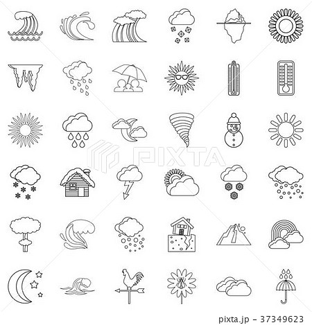 Thermometer icons set, outline style 37349623
