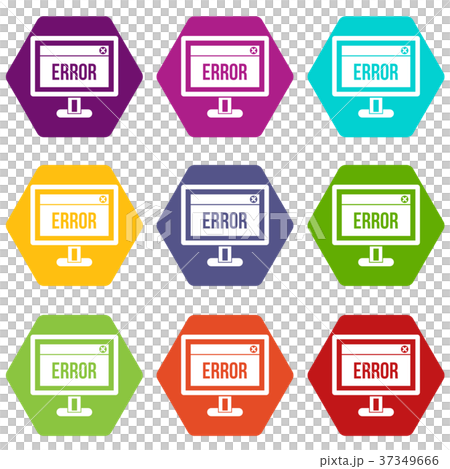 Error sign on a computer monitor icon set color hexahedron 37349666