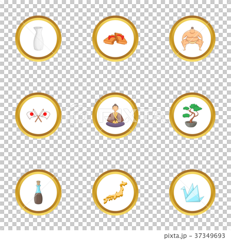 Tokio Icons Set Cartoon Styleのイラスト素材 37349693 Pixta