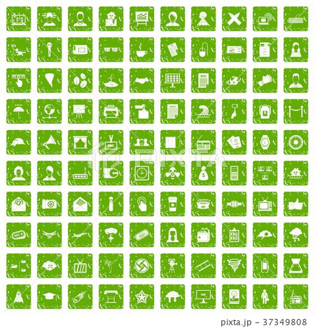100 journalist icons set grunge green 37349808
