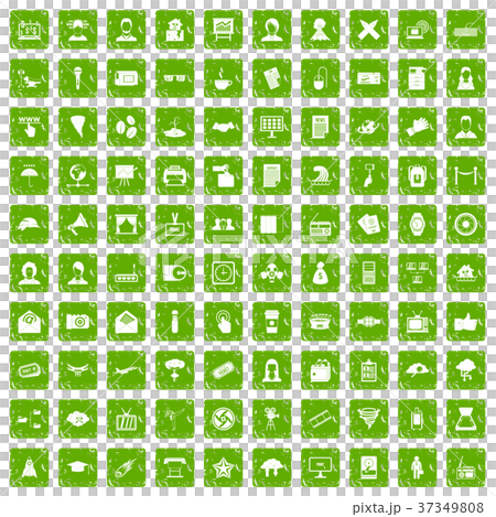 100 journalist icons set grunge green 37349808