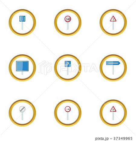 Traffic sign icons set, cartoon style Traffic sign icons set, cartoon style 37349965