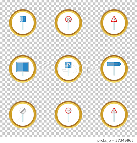 Traffic sign icons set, cartoon style Traffic sign icons set, cartoon style 37349965