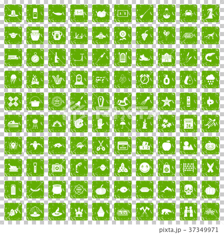 100 autumn holidays icons set grunge green 37349971