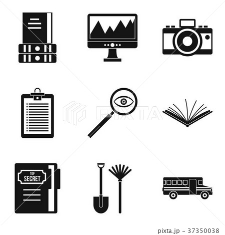 Data search icons set, simple style 37350038