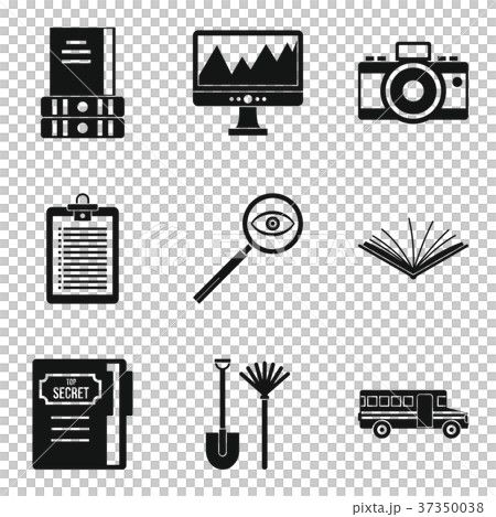 Data search icons set, simple style 37350038