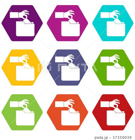 Robbery secret data in folder icon set color hexahedron 37350039