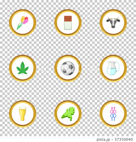 Netherlands products icons set, cartoon style 37350040