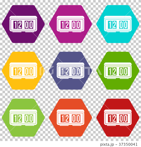 Watch icon set color hexahedron 37350041