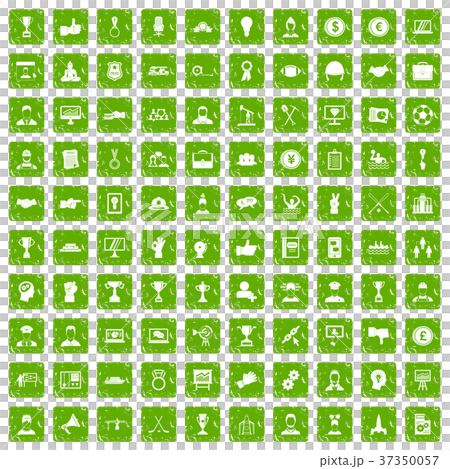 100 leadership icons set grunge green 37350057