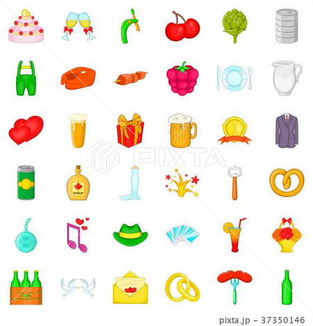 Pretzel icons set, cartoon style 37350146