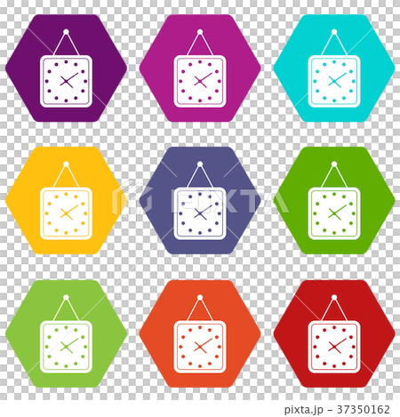 Watch icon set color hexahedron Watch icon set color hexahedron 37350162