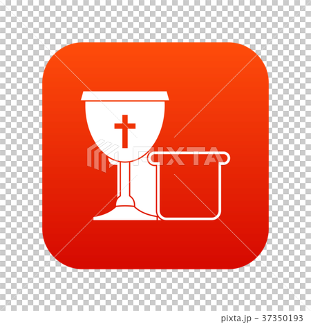 Bowl and bread icon digital red 37350193