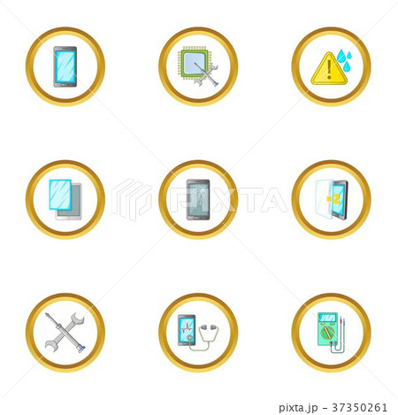 Repair phones fix icons set, cartoon style 37350261
