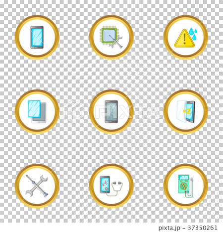 Repair phones fix icons set, cartoon style 37350261