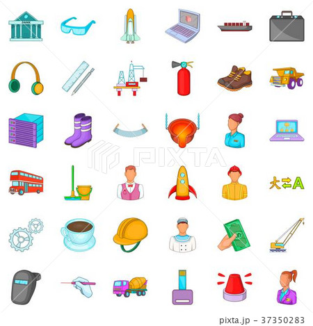 Helmet icons set, cartoon style Helmet icons set, cartoon style 37350283