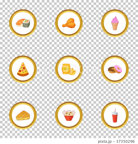 Fast food icons set, cartoon style Fast food icons set, cartoon style 37350296