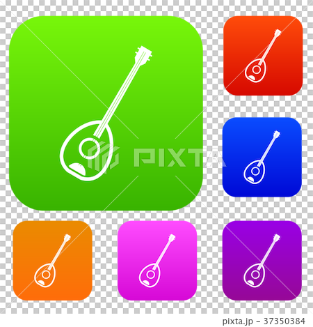 Saz turkish music instrument set color collection 37350384