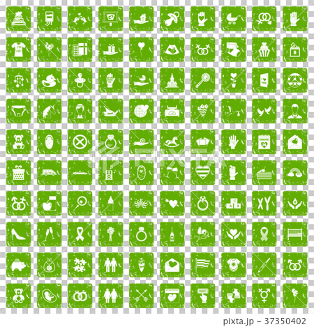 100 love icons set grunge green 100 love icons set grunge green 37350402