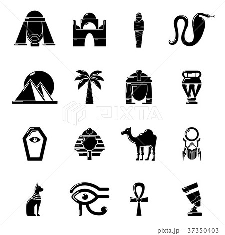 Egypt travel icons set, simple style 37350403