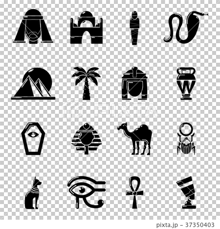 Egypt travel icons set, simple style 37350403