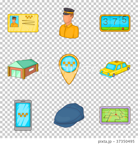 Taxicab icons set, cartoon style 37350495