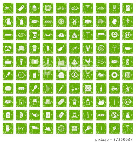 100 meat icons set grunge green 100 meat icons set grunge green 37350637