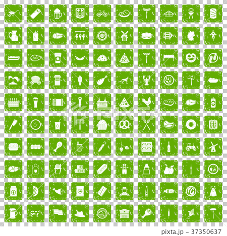100 meat icons set grunge green 100 meat icons set grunge green 37350637