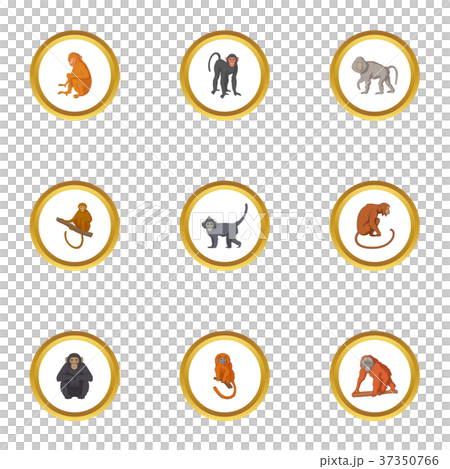 Wild monkey icons set, cartoon style 37350766