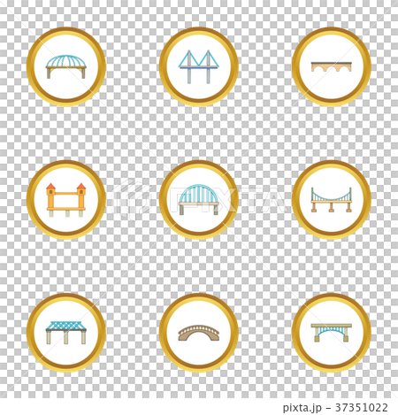 Types of bridges icons set, cartoon style Types of bridges icons set, cartoon style 37351022