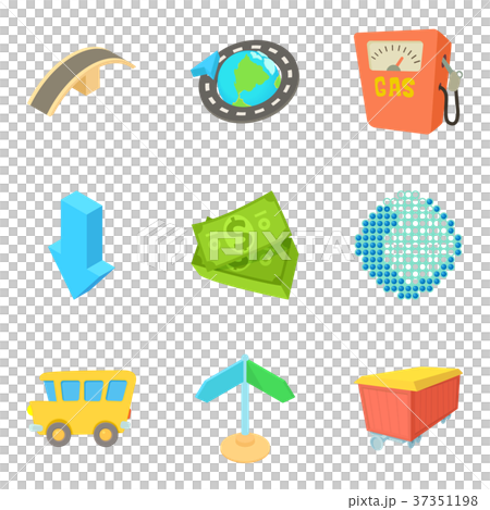 Fuel business icons set, cartoon style 37351198